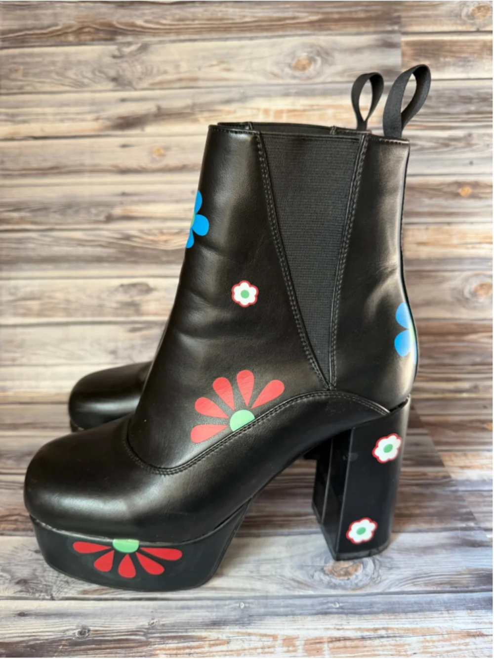 Lamoda dolls kill ever bloom black floral platform pull on boots women’s 9